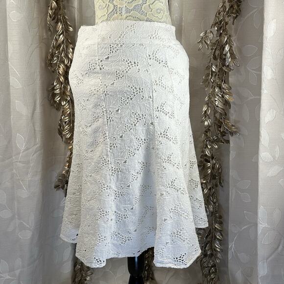 Coldwater Creek White Lace‎ Skirt L Cottagecore, Parisian, Coastal, 100% Cotton - Picture 5 of 12